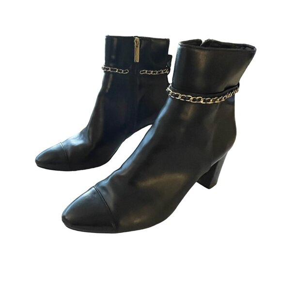 Anne Klein Suri Black Chain Ankle Boots Size 8.5 NEW - Picture 5 of 10